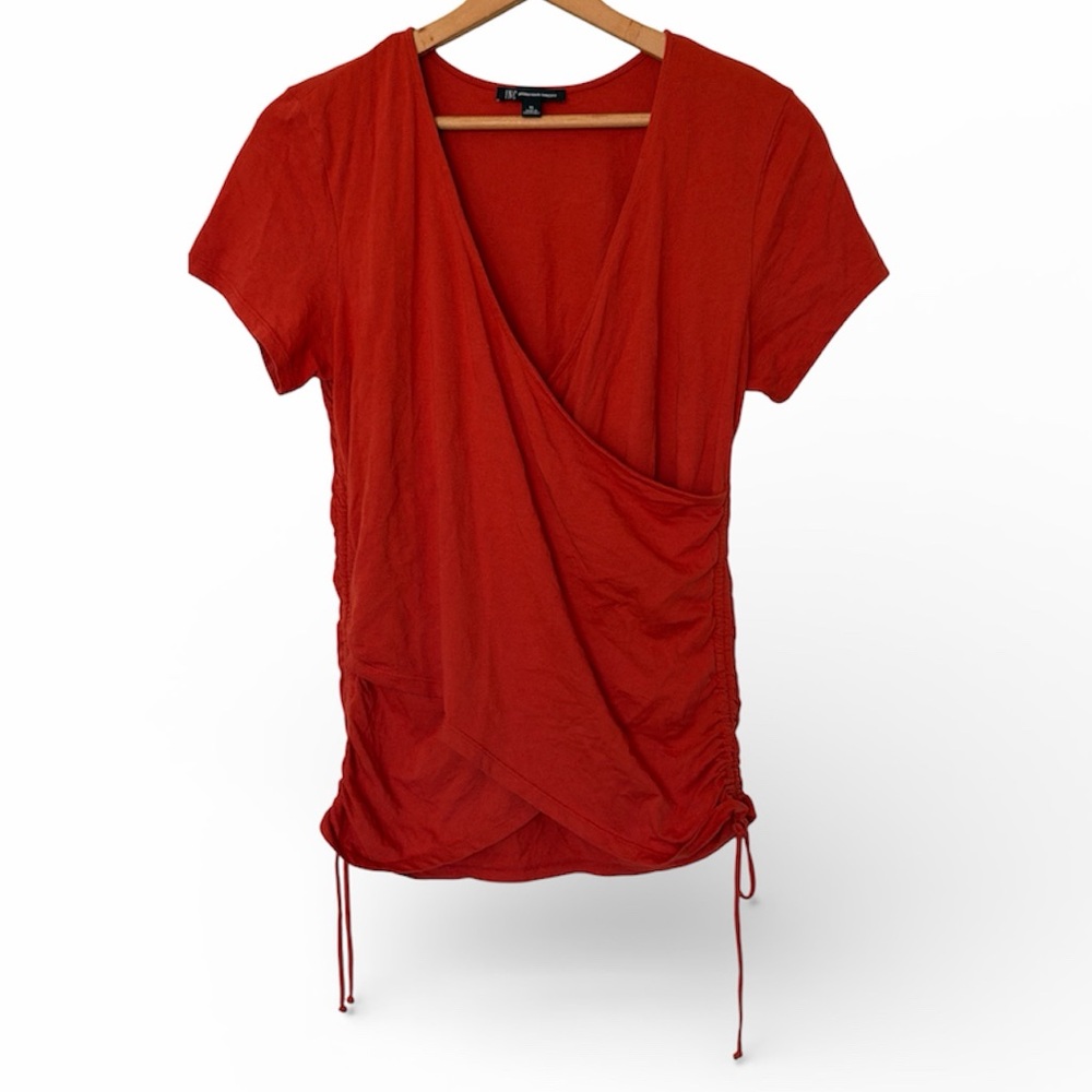 INC International Concepts Rust Wrap Blouse XL NWOT